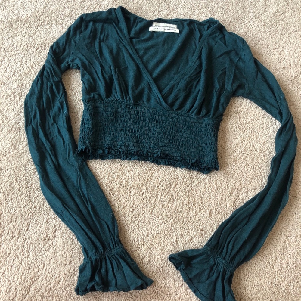 Shirred Surplice Crop Top